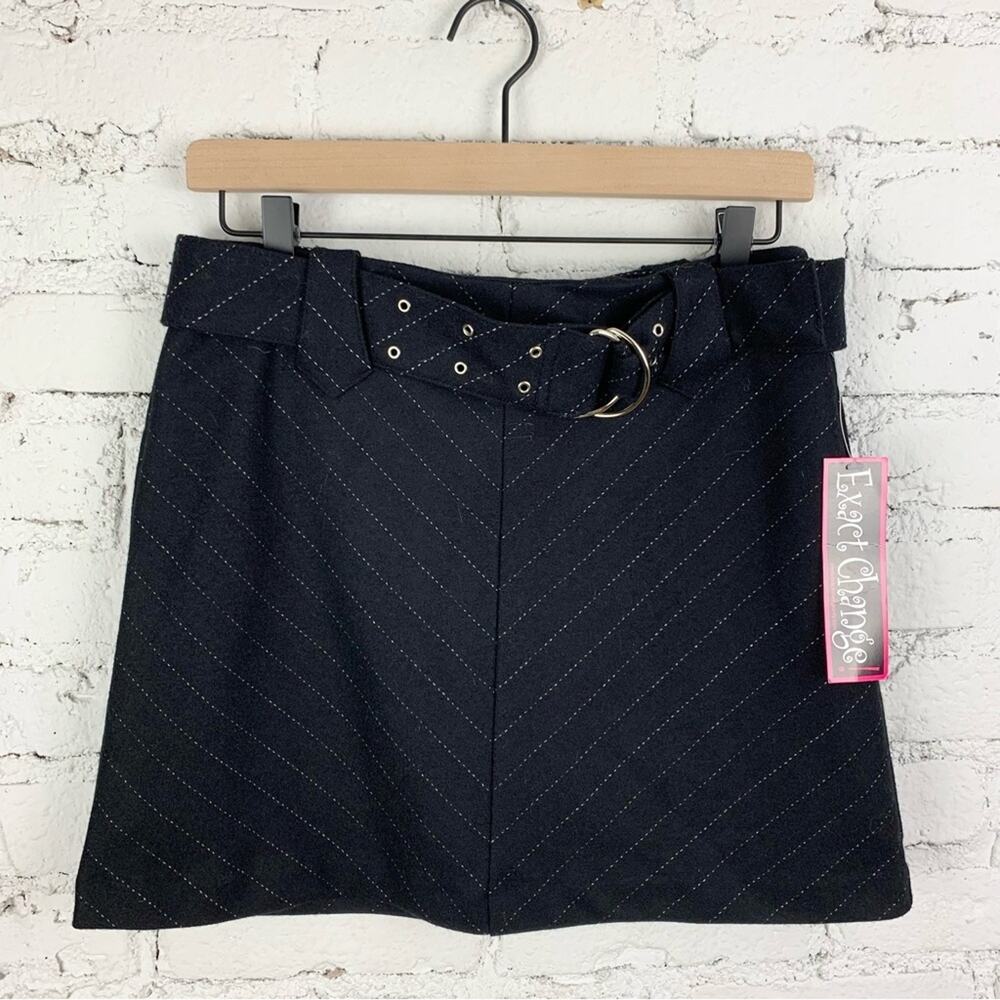 Vintage Y2K Belted Exact Change Mini Skirt Wool Blend 5